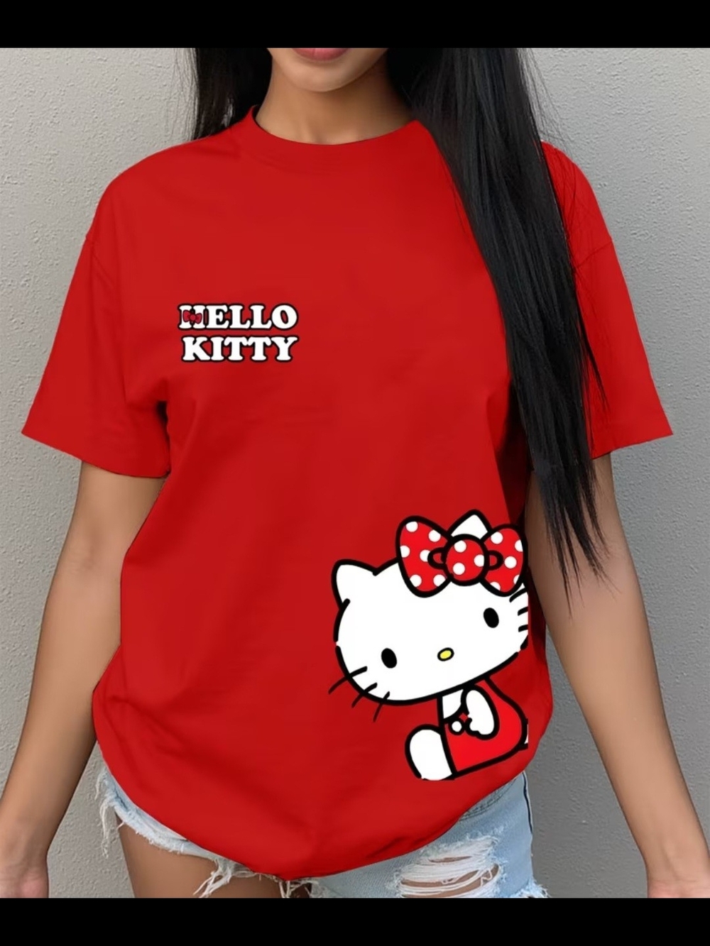 Hello Kitty Print Red Graphic Tee - Women's Short Sleeve
